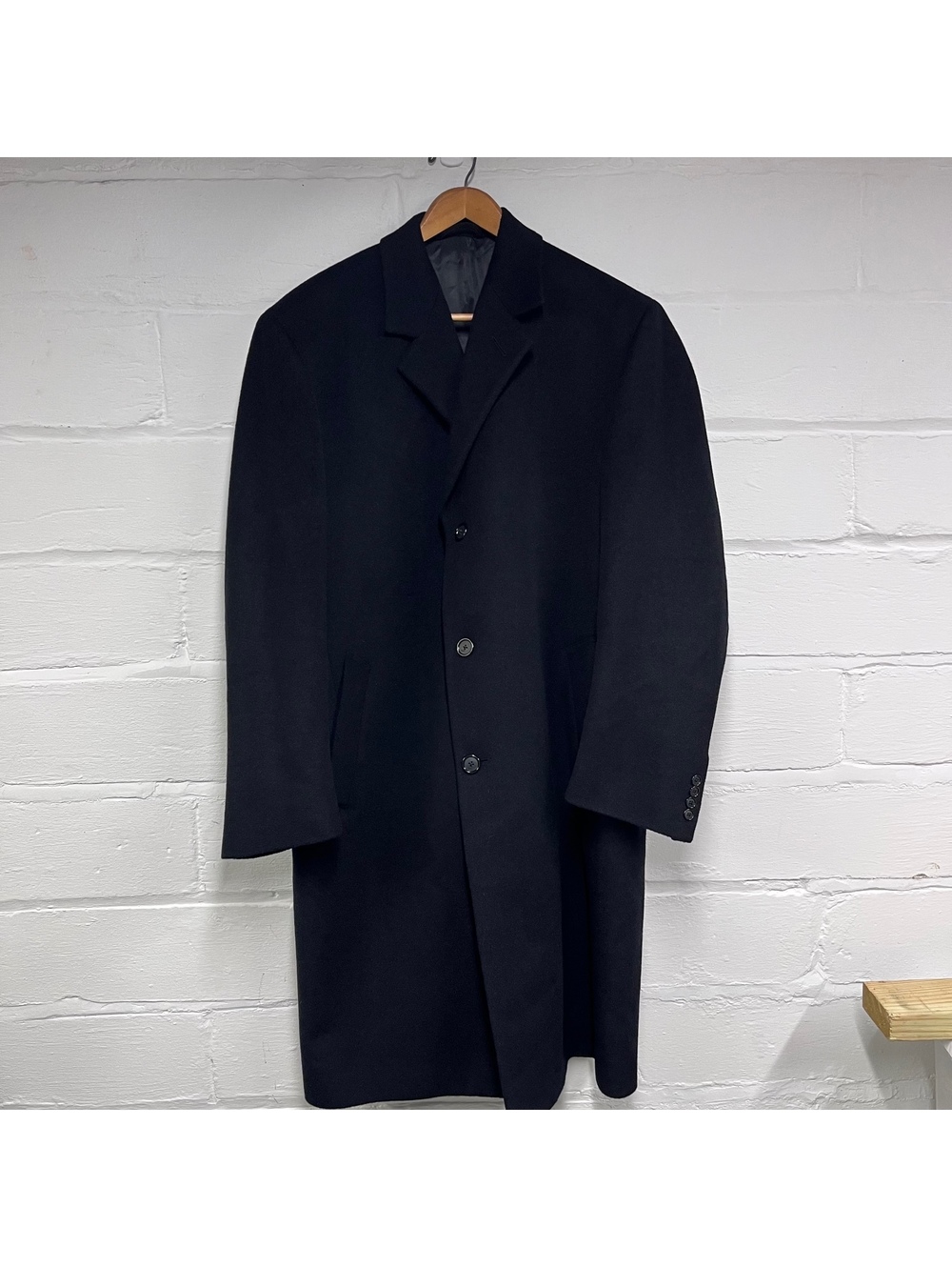 Perry Ellis Portfolio Men's Black Wool Long Dress Overcoat 42R, L